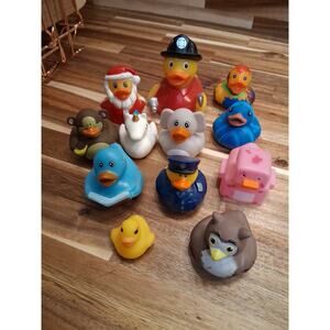Lot Of 12 Rubber Ducks Different Sizes